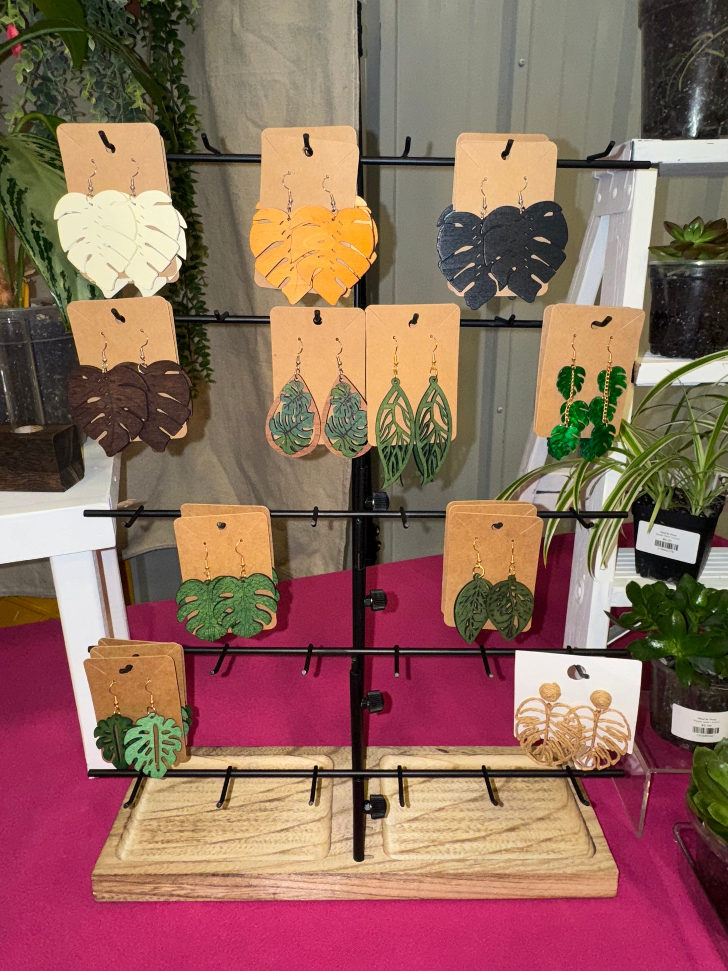 Boho Leaf Wooden Earrings