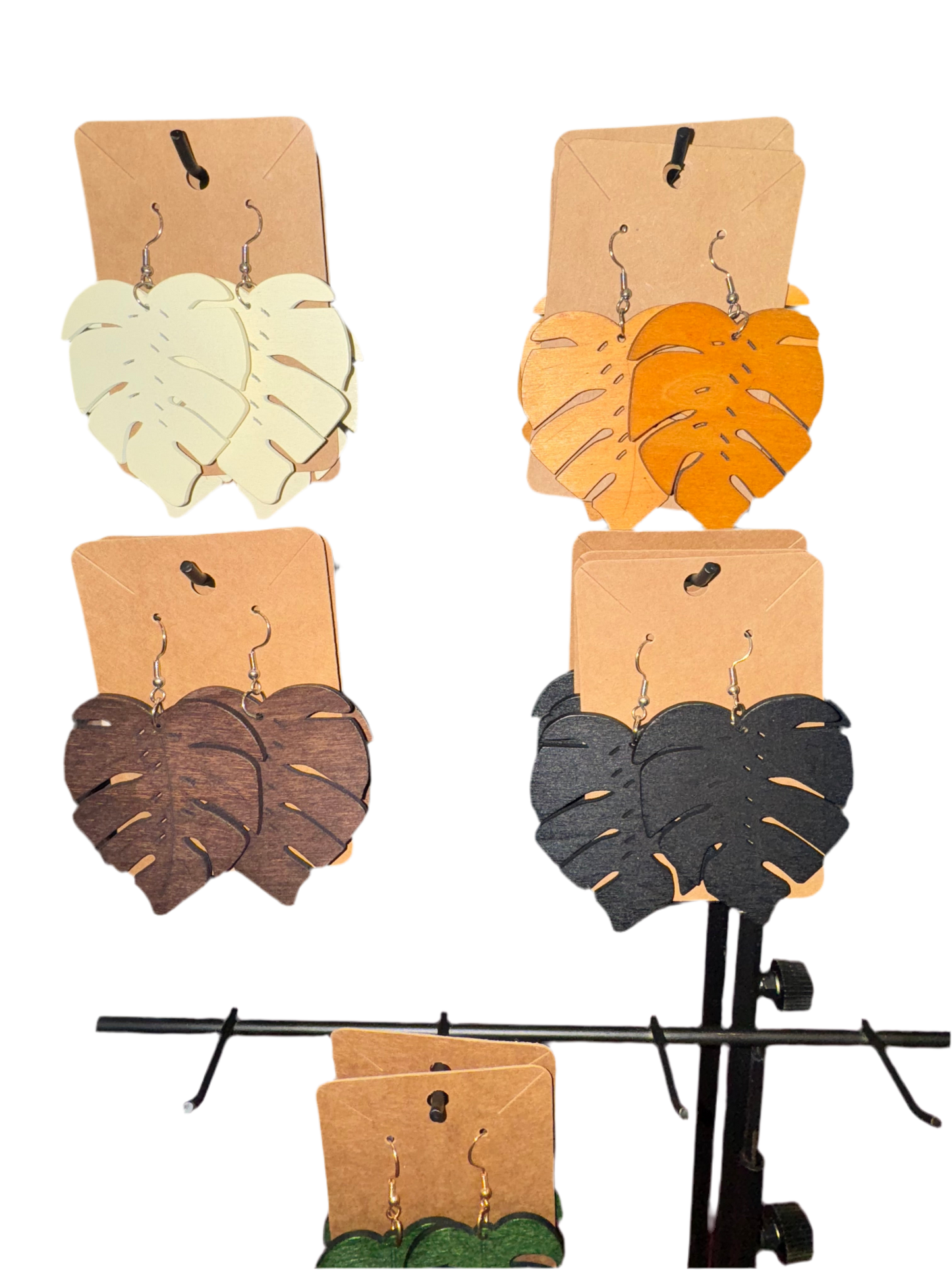 Boho Leaf Wooden Earrings